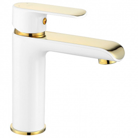Змішувач для умивальника Rea BLOOM, низький, білий/золото