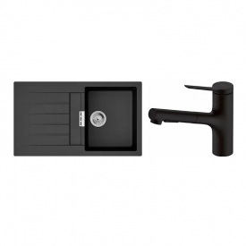 Мийка для кухні Hansgrohe S52 S520-F345 зі змішувачем Zesis M33 чорний графіт-чорний матовий (43356670)