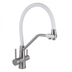 Змішувач для кухні Lidz Aria 020F3 White/Nickel (LDARI020F3WNK39480)