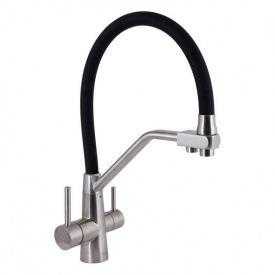 Змішувач для кухні Lidz Aria 020F3 Black/Nickel (LDARI020F3BNK37647)