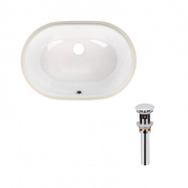 Раковина врізна овальна Qtap Stork 560x395x195 мм White + Донний клапан PU02O