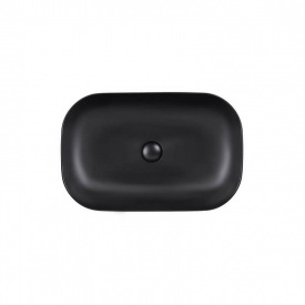 Раковина накладна прамокутна Qtap Robin 610x400x145 мм Matt Black + Донний клапан PU03