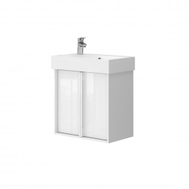 Тумба з умивальником Devit Quadra 330х550х605, білий глянцевий (083055W)