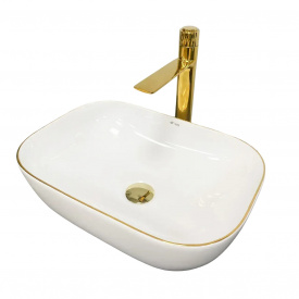 Раковина накладна VBI Ravenna білий із золотом VBI-011218