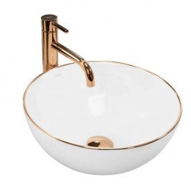 Раковина накладна Rea Stella Rose Gold Edge білий (REA-U7444)