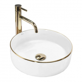 Раковина накладна Rea Sami Gold Edge білий (REA-U6758)