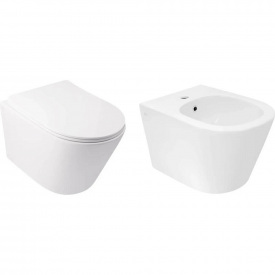 Комплект Qtap Swan 2 в 1: унітаз підвісний Rimless + біде підвісне