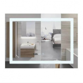 Дзеркало Mixxus Warm MR02-90x70-CASE LED Touch, Anti-fog, димер, рег. яскравості, годинник (MI6674)
