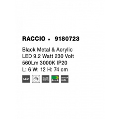 Настенный светильник Nova Luce Raccio 6x74 см Бело-черный (Nova9180723) Золотоноша