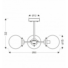 Люстра Candellux Lens 60x32 см Латунно-чорний (33-01290) Київ