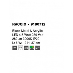 Настенный светильник Nova Luce Raccio 6x37 см Бело-черный (Nova9180712) Калуш