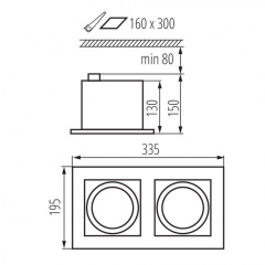 Точковий світильник Kanlux Mateo 33.5x19.5x15 см Чорний (Kan32932) Луцьк