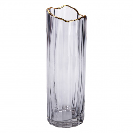 Ваза декоративна скляна YIWU Glass Flower 29.5 см Сірий (HP-1713)