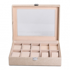 Скринька-органайзер для прикрас YIWU 25.5x20x7.5 см Бежевий (HP-5-6GOLD)
