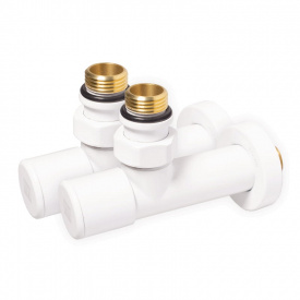 Комплект радіаторних кранів кутових Ideale Dante 1/2x1/2 білий (21082)