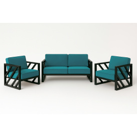 Комплект металлической мебели Tobi Sho Лаверо/S10 с мягкими подушками рогожка Бирюзовый/16, 750х1300х700 мм