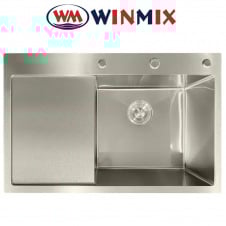 Кухонная мойка Winmix MH7849R NANO-SILVER со ступенькой для сушилки из нержавеющей стали