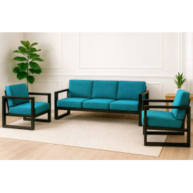 Комплект металлической мебели Tobi Sho Делтос/S7 с 6 подушками (3 верхние+3 нижние) рогожка Бирюзовый/16, 750х1600х700 мм