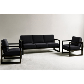 Комплект м'яких меблів Tobi Sho Делтос/S7 з 6 подушками для дому, саду, офісу, велюр Чорний/37, 750х1600х700 мм