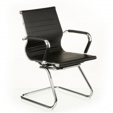 Конференц крісло на полозах чорне тонке Solano artleather conference office black Special4You