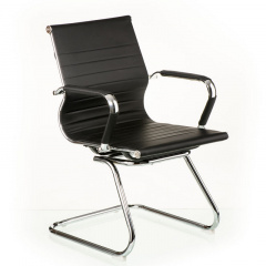 Конференц крісло на полозах чорне тонке Solano artleather conference office black Special4You Чугуїв