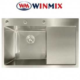 Кухонна мийка Winmix MH7849L NANO-SILVER зі сходинкою для сушарки з нержавіючої сталі
