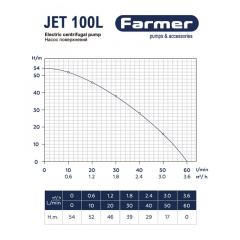 Насос поверхневий Farmer Jet 100L 1,1 кВт H 54м Q 53л/хв (67759) Запоріжжя