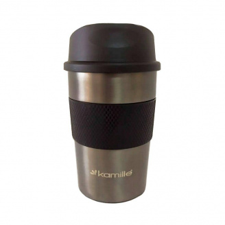 Термокружка из нержавеющей стали с TPR вставкой 480 мл Kamile KM-2150А графит