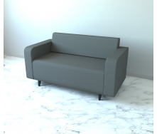 Диван офісний Tobi Sho Арне з підлокітниками 1380х700х740 мм, шкірзам Dark Grey/2233