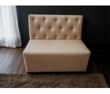Диван для кафе Tobi Sho Бостон с высокой спинкой и пуговицами 1200x630x850, кожзам Шампань 2207