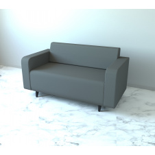 Диван офісний Tobi Sho Арне з підлокітниками 1380х700х740 мм, шкірзам Dark Grey/2233