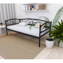 Кровать-тахта металлическая Tobi Sho VERONA Lux односпальная 200X80 Черный Ладан