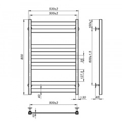 Рушникосушка OnlyHeat Solis 8 80x50 см Хром (68003) Надвірна