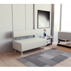 Диван прямой офисный Tobi Sho Ловис-42 без подлокотников 1200x540x750, кожзам Белый 2300 Хуст