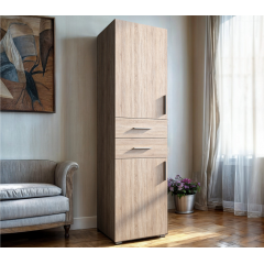 Шкаф-пенал Tobi Sho ST-0014 с полками и выдвижными ящиками, 600х2180х520 мм, Сонома Ровно