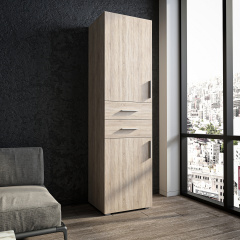 Шкаф-пенал Tobi Sho ST-0014 с полками и выдвижными ящиками, 600х2180х520 мм, Сонома Ровно
