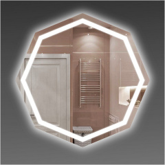 Зеркало Экватор с фоновой LED подсветкой восьмиугольное DR-66 550х550х30 Городок