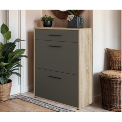 Тумба для взуття Tobi Sho Laura Т-207 з шухлядою в передпокій, 700х920х280 мм Сонома-Антрацит Братське