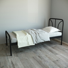 Ліжко Tobi Sho RELAX-1 односпальне металеве для дачі, готелів 190X90 Чорний Ізюм