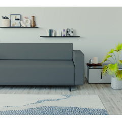 Диван офісний Tobi Sho Арне з підлокітниками 1880х700х740 мм, шкірзам Dark Grey/2233 Васильків