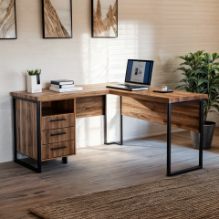Стол угловой офисный Tobi Sho LOFT Volcano СУЛВ/3-1 с 3 ящиками столешница 18 мм, 1400х1200х750 Фаервуд Ровно