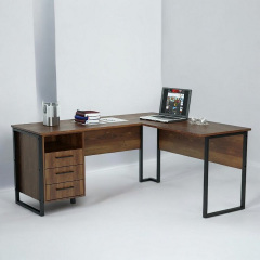 Стол угловой офисный Tobi Sho LOFT Volcano СУЛВ/3-1 с 3 ящиками столешница 18 мм, 1400х1200х750 Фаервуд Ровно