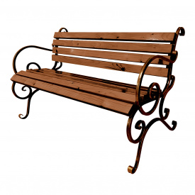 Скамейка садовая кованая Tobi Sho с подлокотниками 100 см цвет черешня