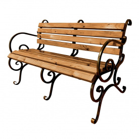 Скамейка садовая кованая Tobi Sho с подлокотниками усиленная 170 см цвет дуб