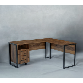 Стіл кутовий офісний Tobi Sho LOFT Volcano СУЛВ/3-1 з 3 шухлядами стільниця 18 мм, 1400х1400х750 Фаєрвуд