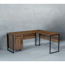 Стол угловой офисный Tobi Sho LOFT Volcano СУЛВ/4-1 с тумбой столешница 18 мм, 1400х1400х750 Фаервуд