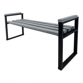 Скамейка Tobi Sho Лофт без спинки с подлокотниками для дачи, парка, сада 1 м цвет серый