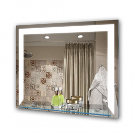 Зеркало Экватор с фронтальной и фоновой LED подсветкой DR-57 800х600х30 с полочкой