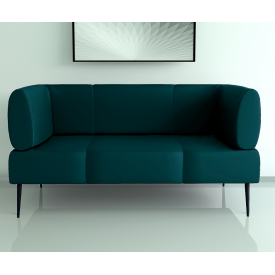 Диван офісний Tobi Sho Бенно-1 з підлокітниками та конусною ногою 1500х720х750 шкірзам Морська хвиля 2215