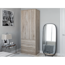 Шкаф для одежды Tobi Sho T-211 распашной со штангой и выдвижными ящиками, 800х2117х500 мм Сонома